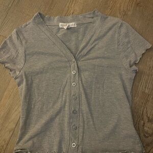 Eye Candy Light Gray Button-Up Women's Shirt